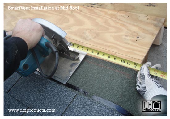 Start your cut at least 12 inches from the gable end