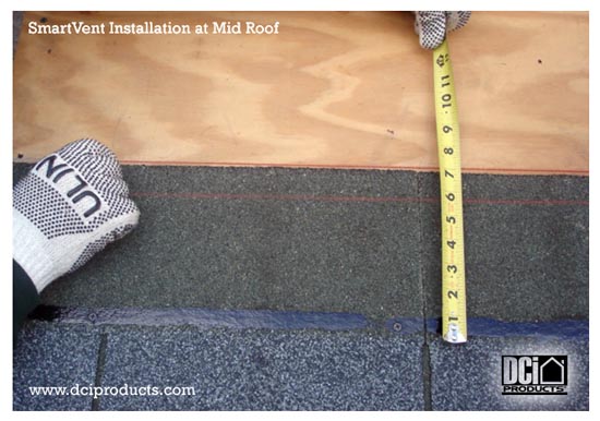 Shingle up to the area that requires the SmartVent.